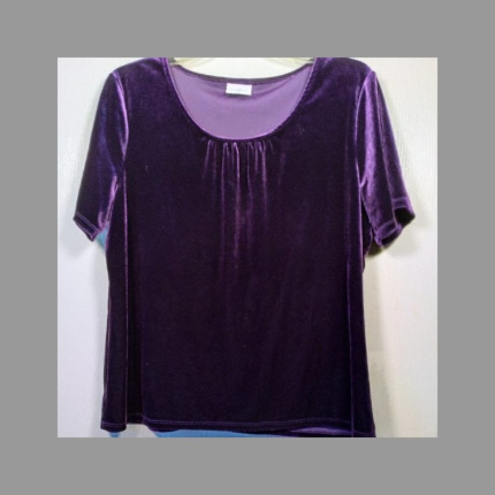 Jaclyn Smith Purple Velveteen  Blouse - Picture 12 of 12